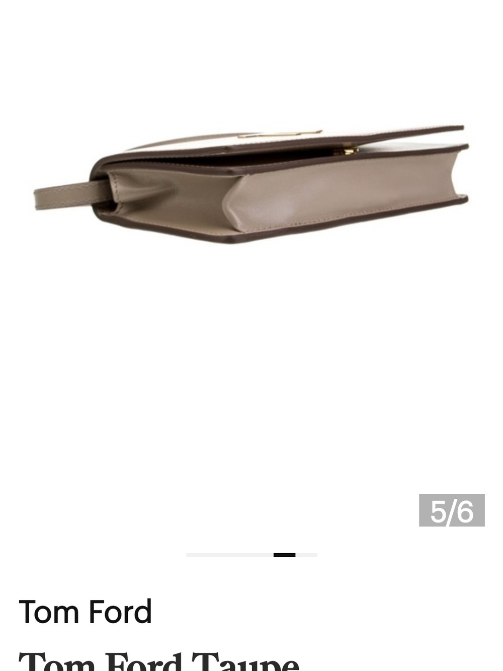 Tom Ford Taupe Leather TF Logo Shoulder Bag - Picture 4 of 7